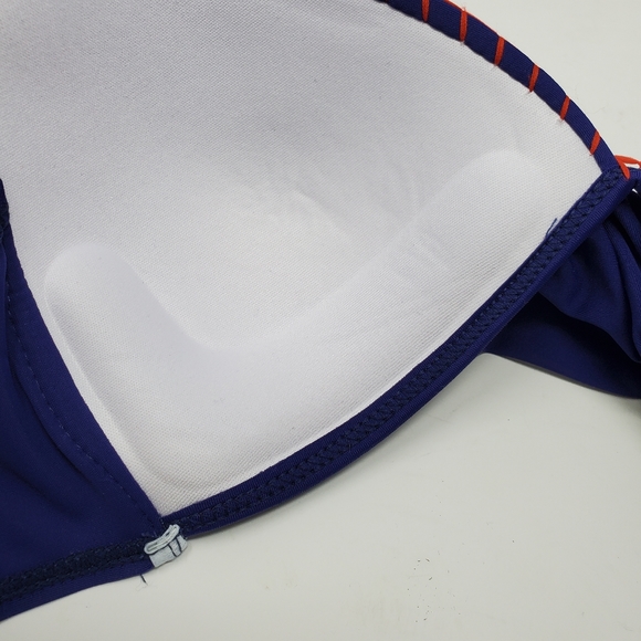 Sailor Blue Bikini Top Twist Front Red Embroidery - Picture 8 of 8